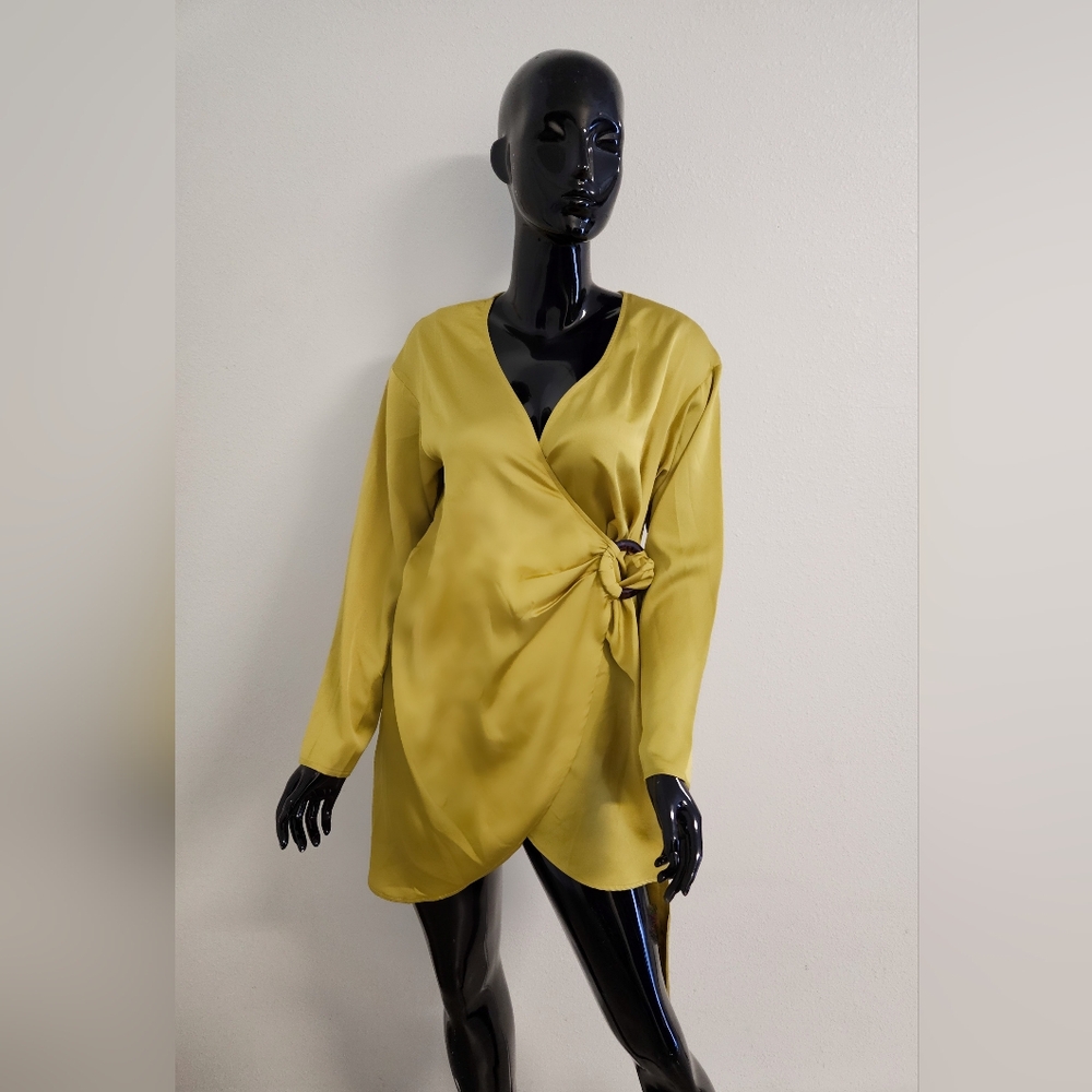 Boohoo Satin Wrap Dress